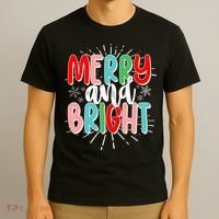 Cute Christmas Merry And Bright T-Shirt thumb 3