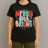 Cute Christmas Merry And Bright T-Shirt thumb 4