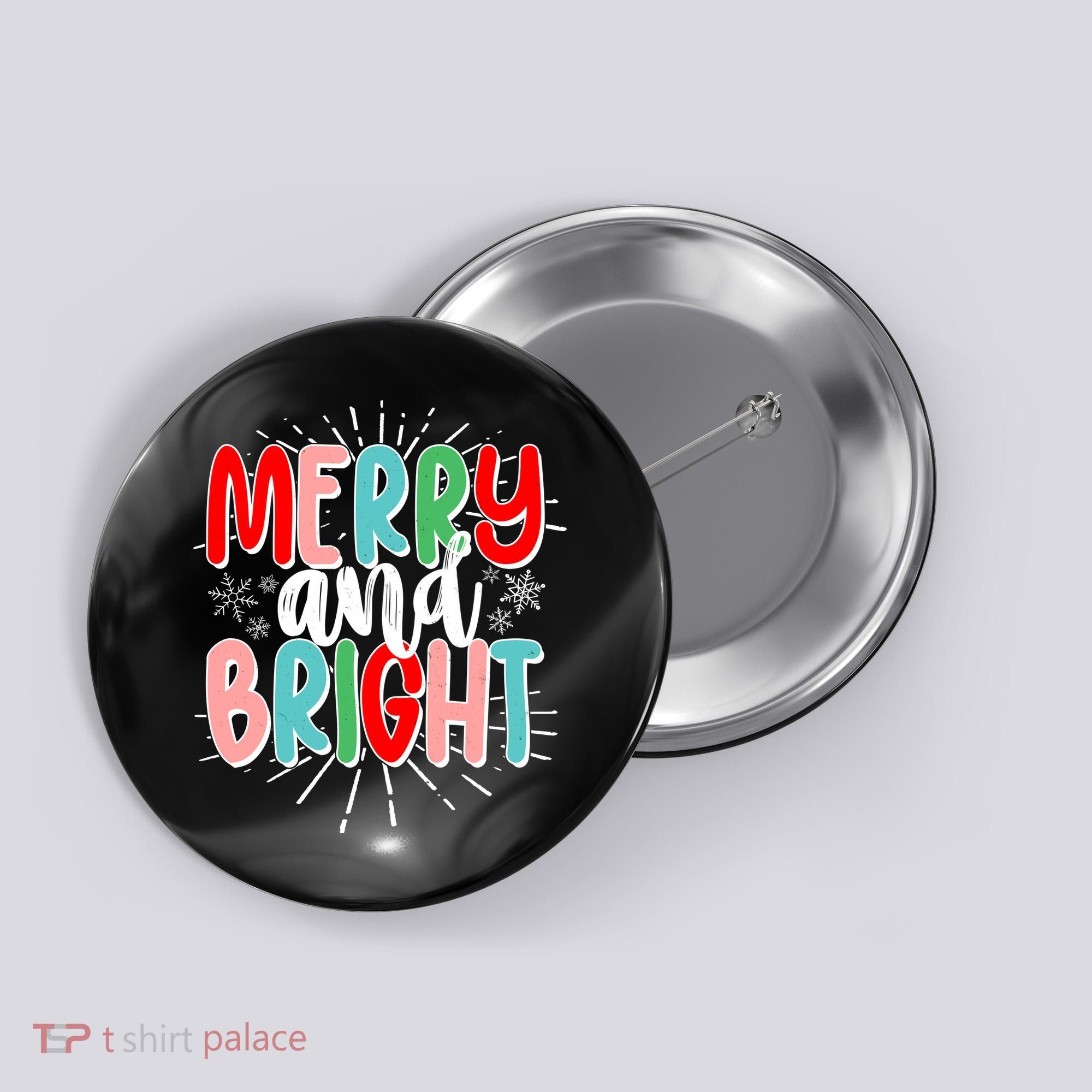 Cute Christmas Merry And Bright Button