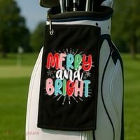 Cute Christmas Merry And Bright Golf Towel thumb 2