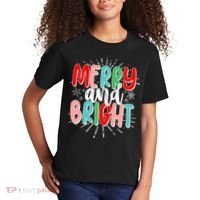 Cute Christmas Merry And Bright Kids T-Shirt thumb 2