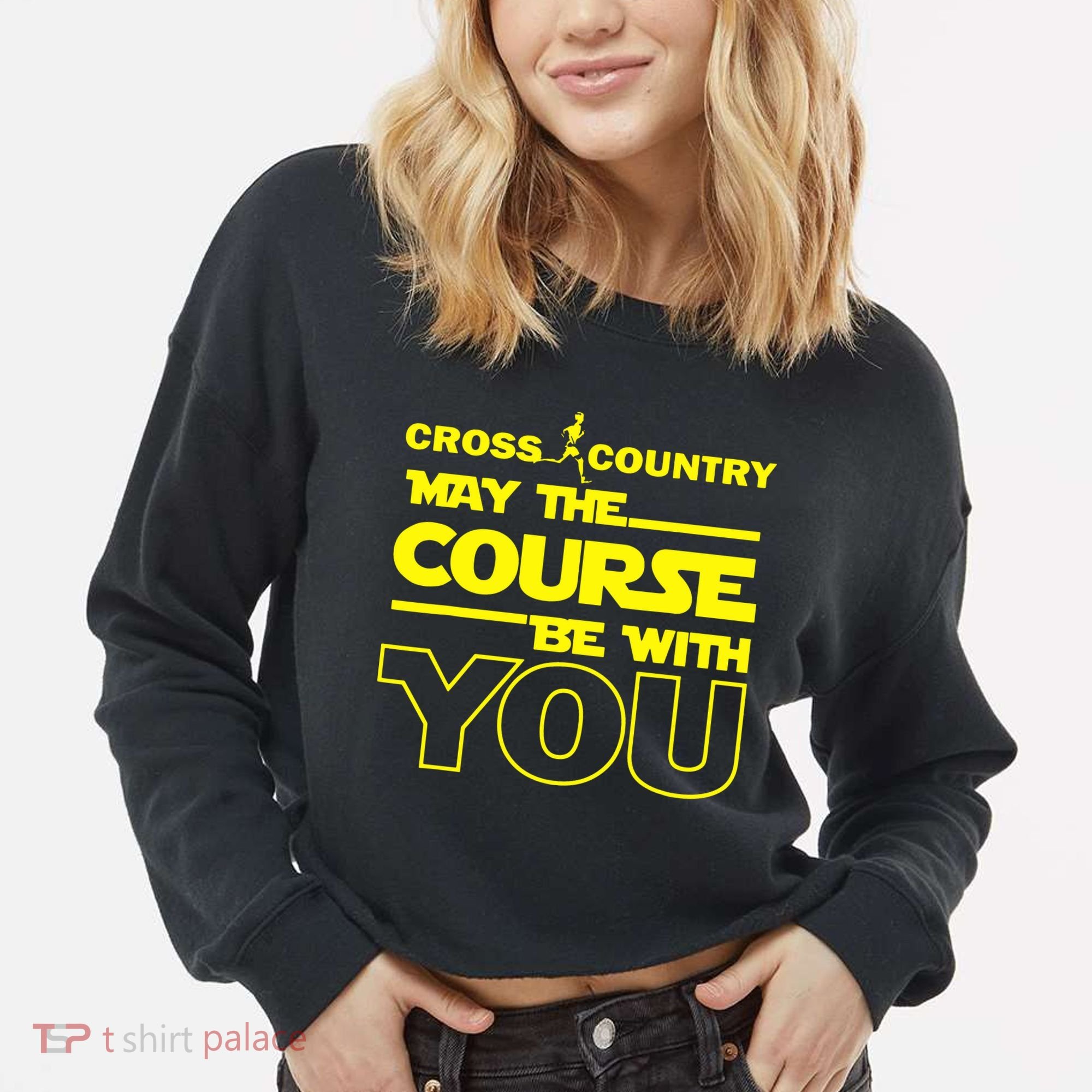 Cross Country May The Course Be With You Cropped Pullover Crew