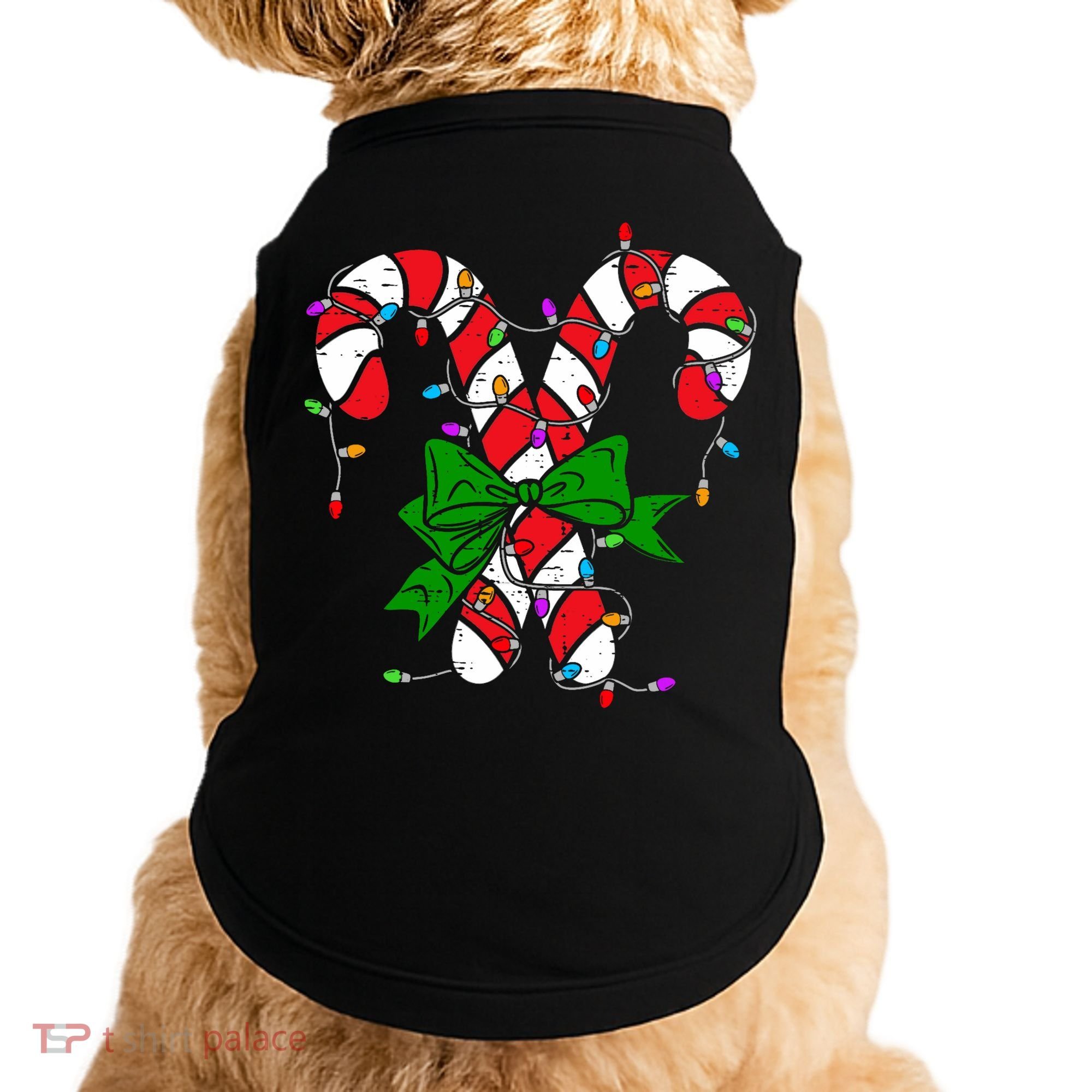 Candy Cane Merry And Bright Christmas Lights Doggie Tank