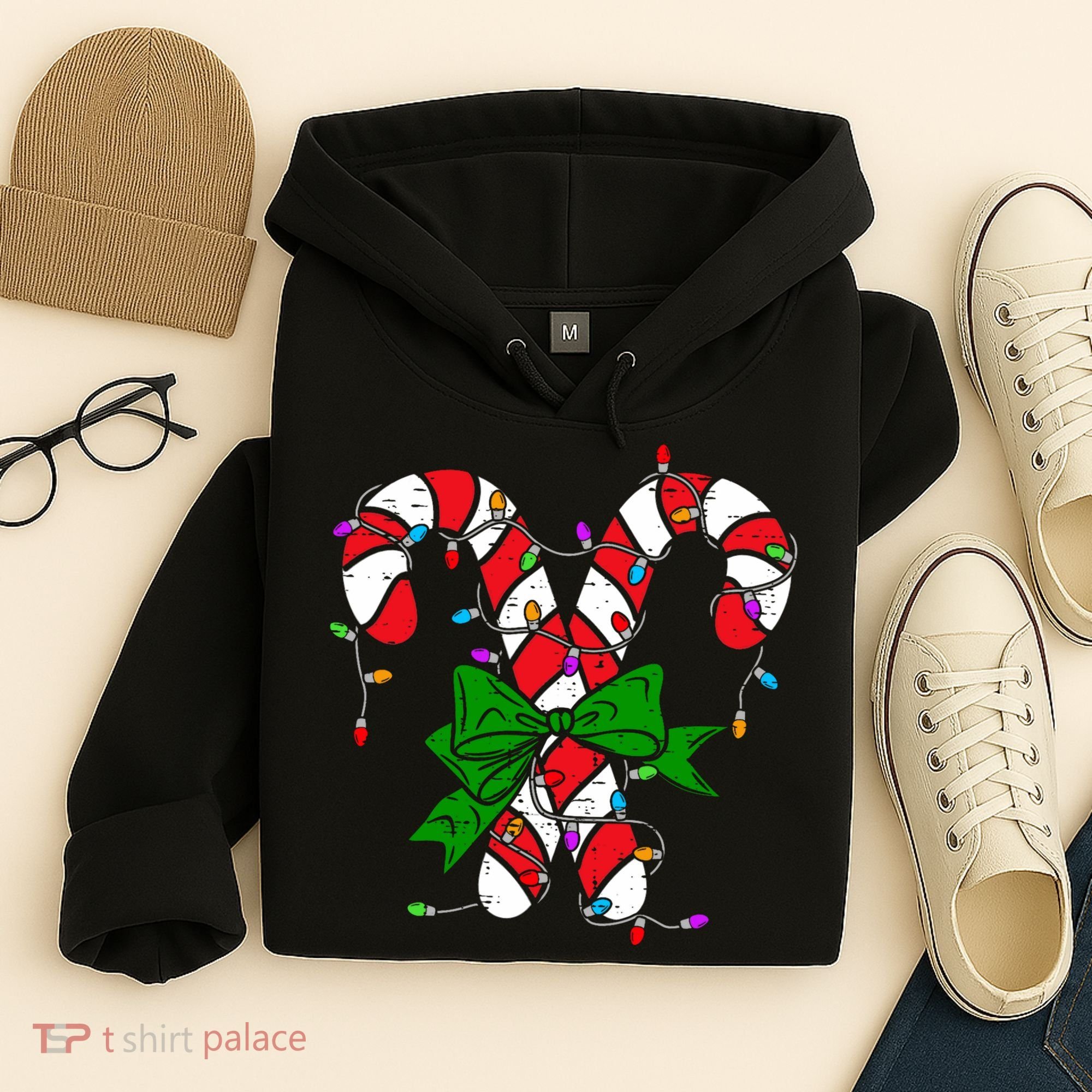 Candy Cane Merry And Bright Christmas Lights Hoodie