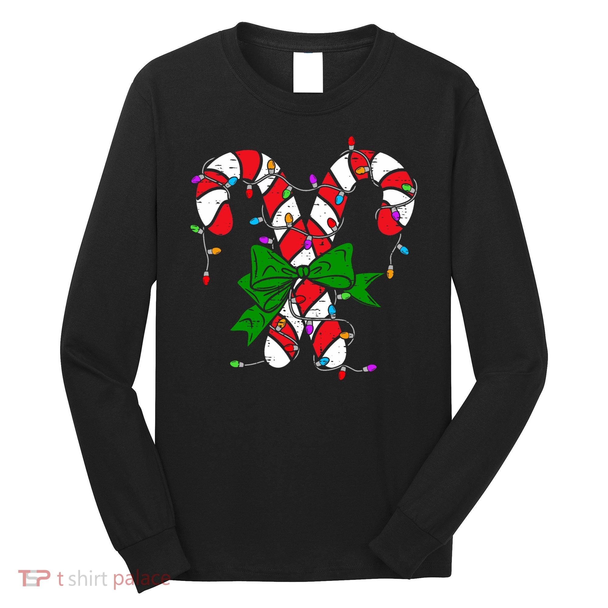 Candy Cane Merry And Bright Christmas Lights Long Sleeve Shirt