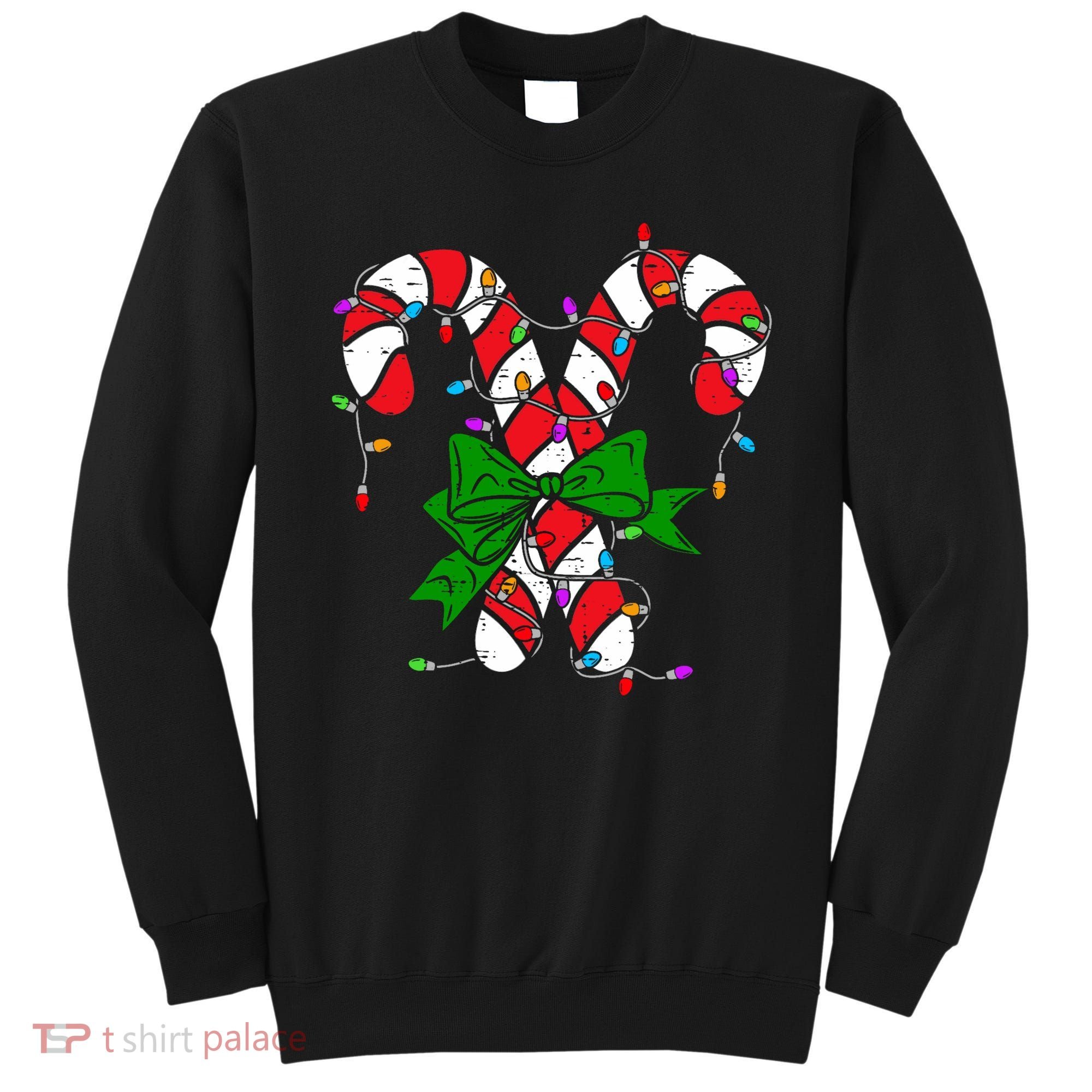Candy Cane Merry And Bright Christmas Lights Sweatshirt