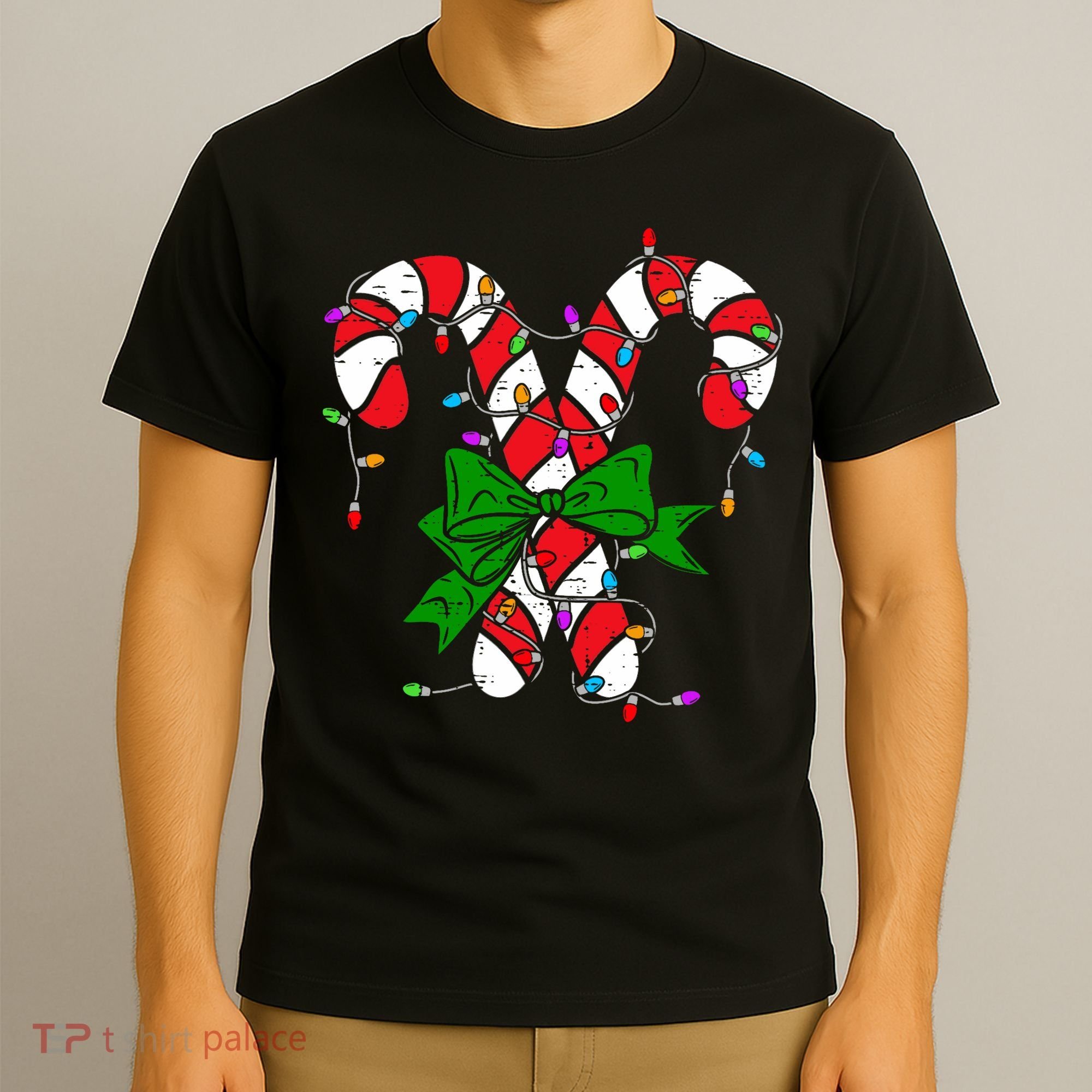 Candy Cane Merry And Bright Christmas Lights T-Shirt