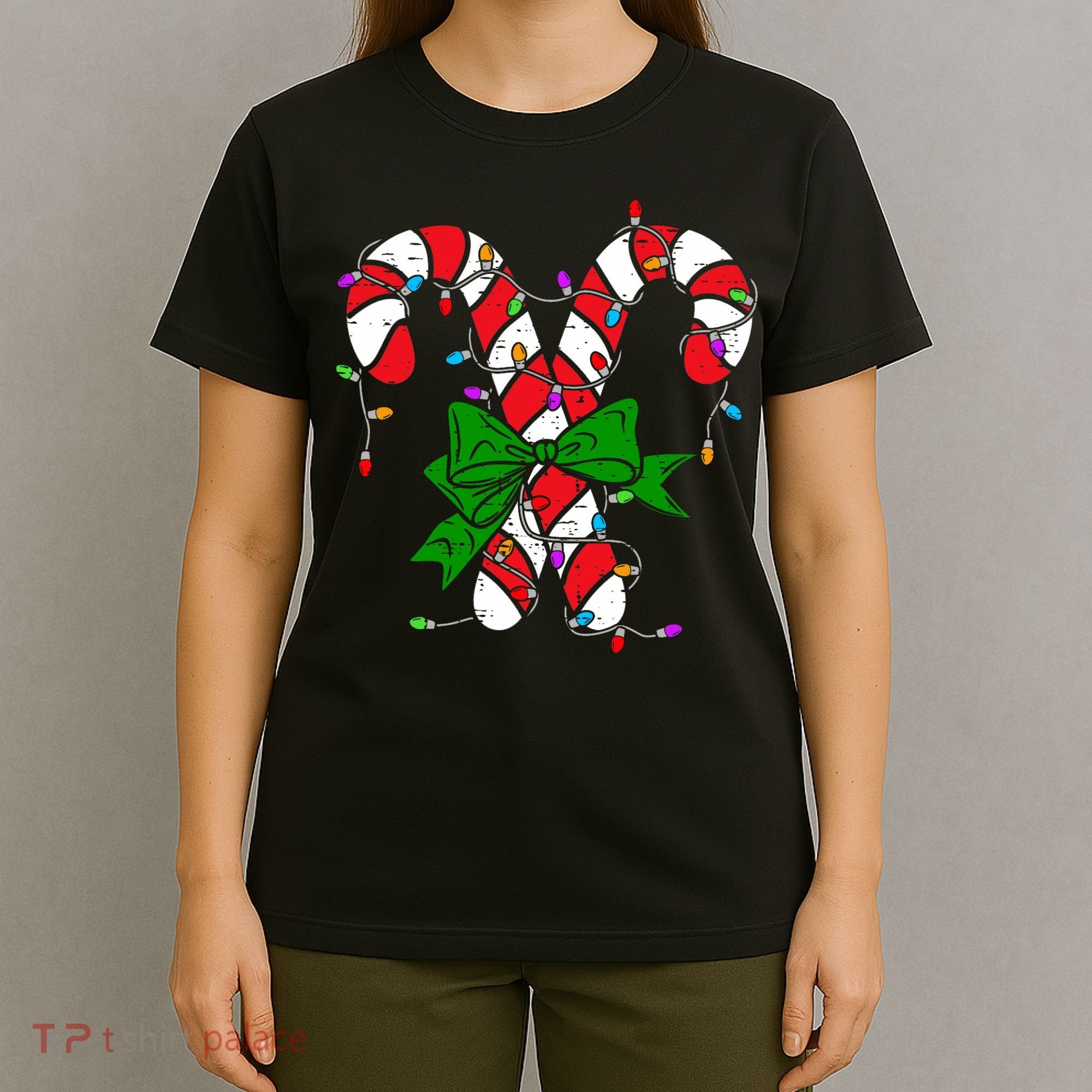 Candy Cane Merry And Bright Christmas Lights T-Shirt