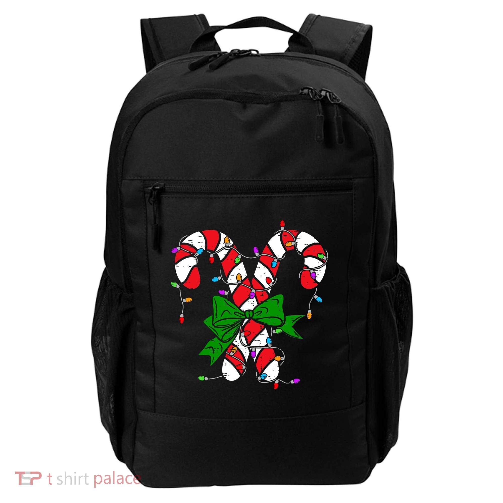 Candy Cane Merry And Bright Christmas Lights Backpack