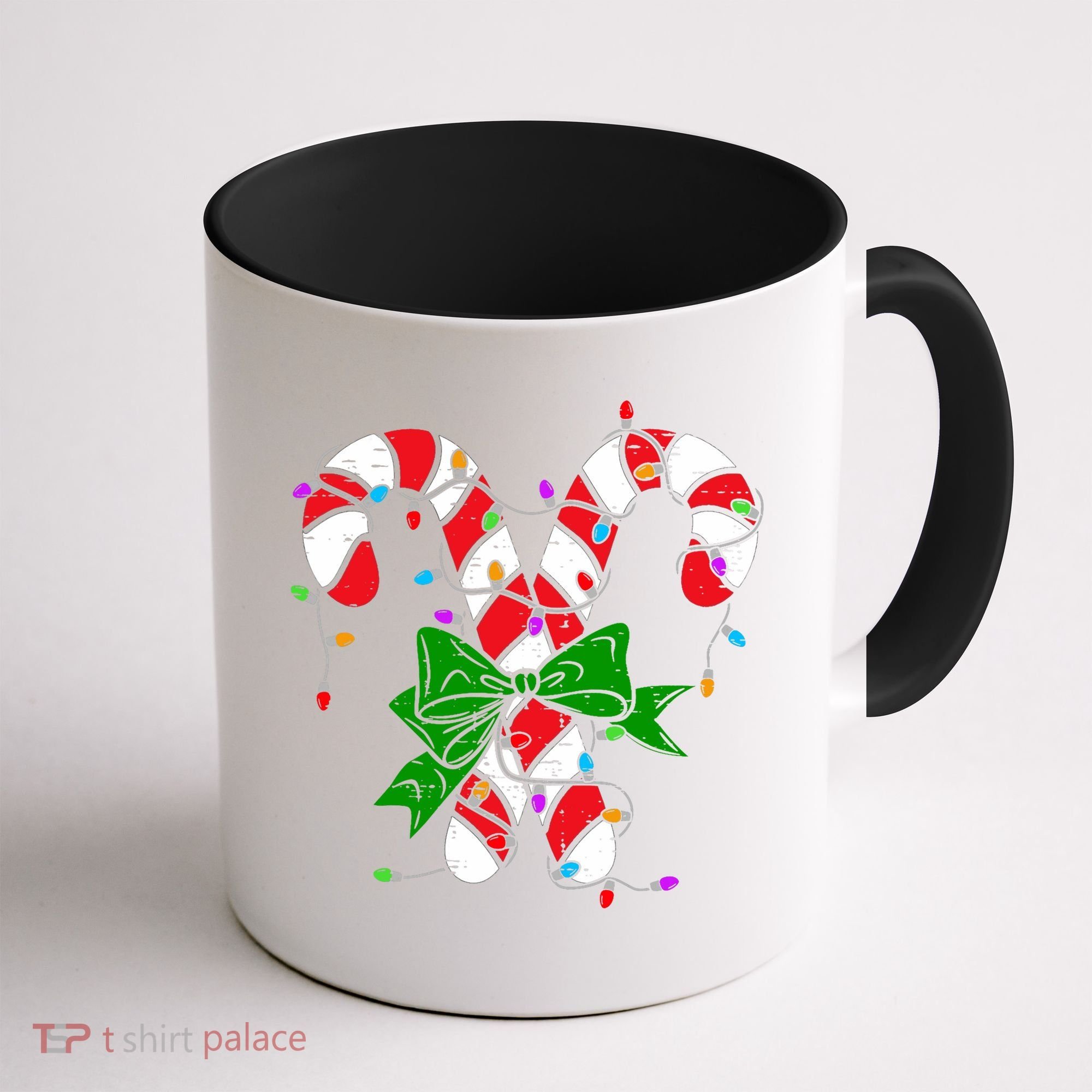 Candy Cane Merry And Bright Christmas Lights Coffee Mug