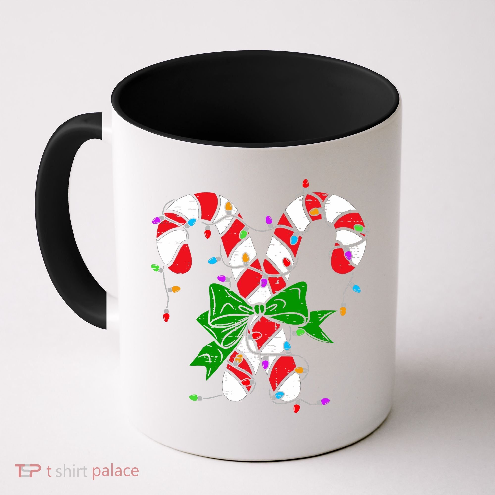 Candy Cane Merry And Bright Christmas Lights Coffee Mug