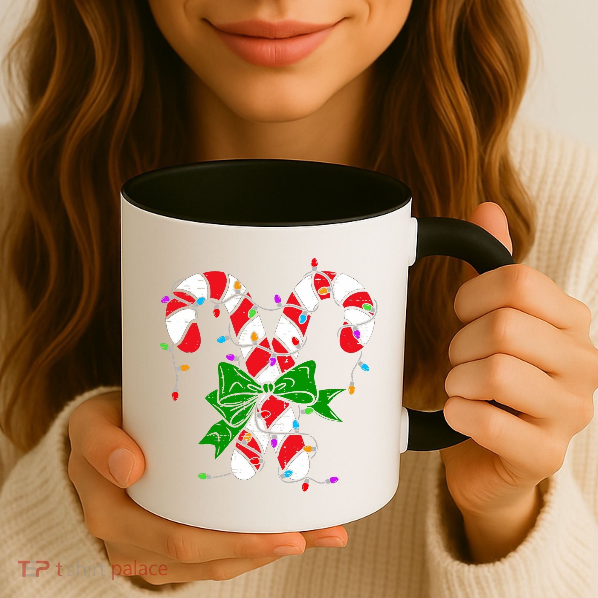 Candy Cane Merry And Bright Christmas Lights Coffee Mug