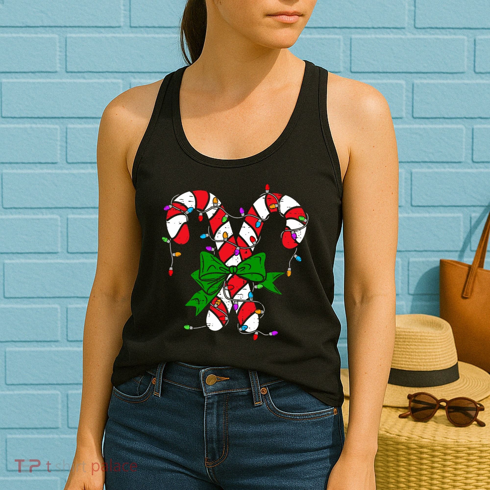 Candy Cane Merry And Bright Christmas Lights Women's Tank Top