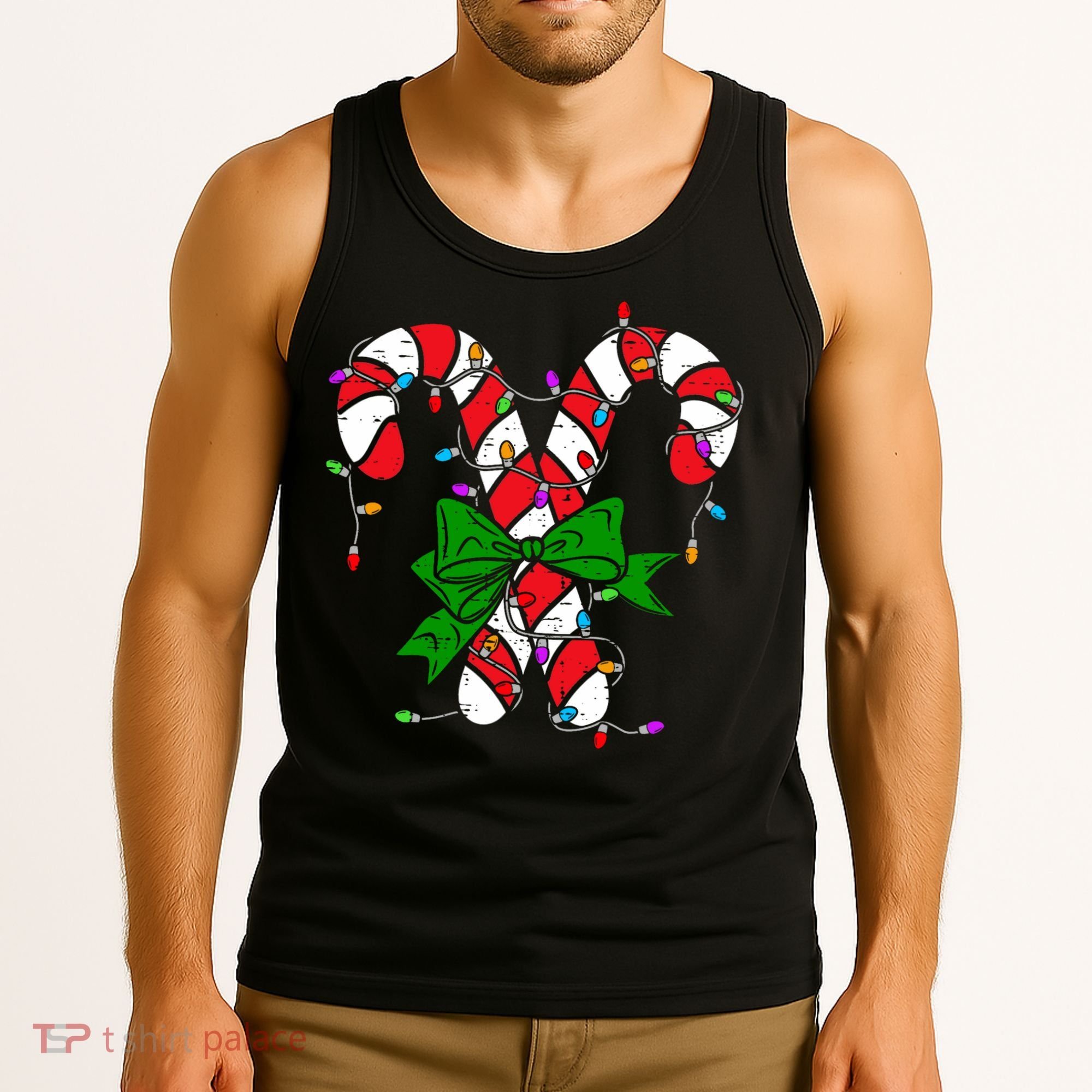 Candy Cane Merry And Bright Christmas Lights Tank Top