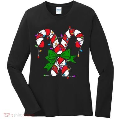 Candy Cane Merry And Bright Christmas Lights Women's Long Sleeve Shirt