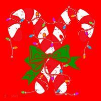 Candy Cane Merry And Bright Christmas Lights Santa Hat thumb 1