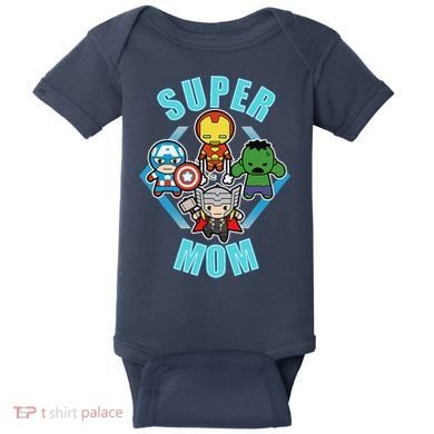 Comics Classic Mothers Day Kawaii Super Mom Baby Bodysuit