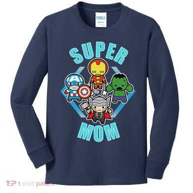 Comics Classic Mothers Day Kawaii Super Mom Kids Long Sleeve Shirt