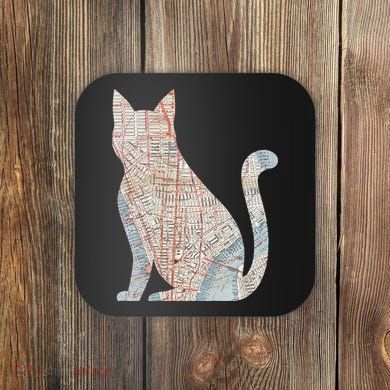 City Cat Map Design Unusual Coaster