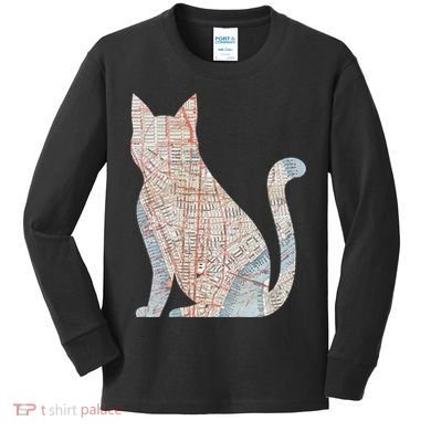 City Cat Map Design Unusual Kids Long Sleeve Shirt