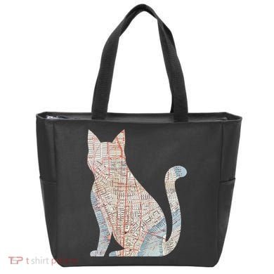 City Cat Map Design Unusual Tote Bag