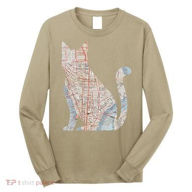City Cat Map Design Unusual Long Sleeve Shirt