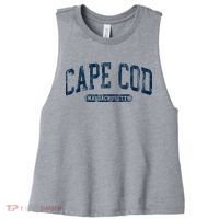 Cape Cod Massachusetts Retro Preppy Women's Racerback Cropped Tank thumb 0