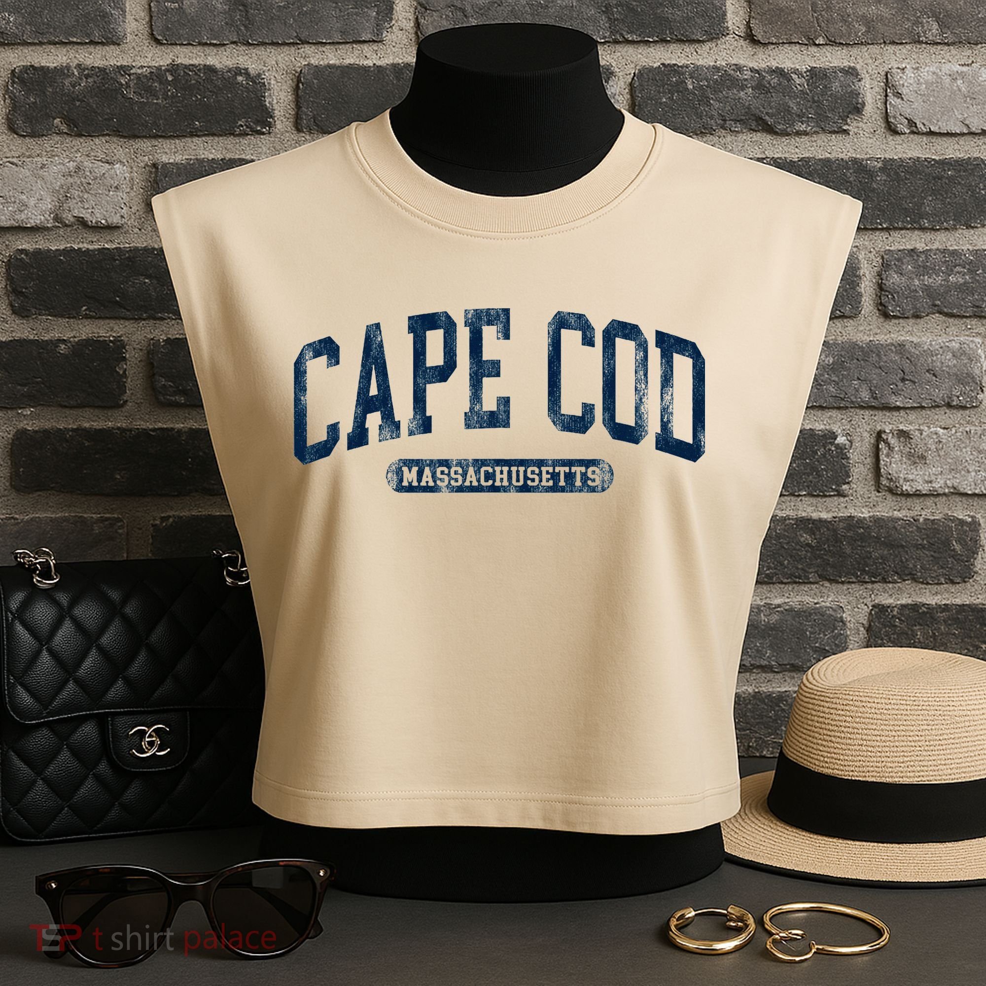 Cape Cod Massachusetts Retro Preppy Garment-Dyed Women's Muscle Tee