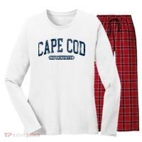 Cape Cod Massachusetts Retro Preppy Women's Long Sleeve Flannel Pajama Set  thumb 0