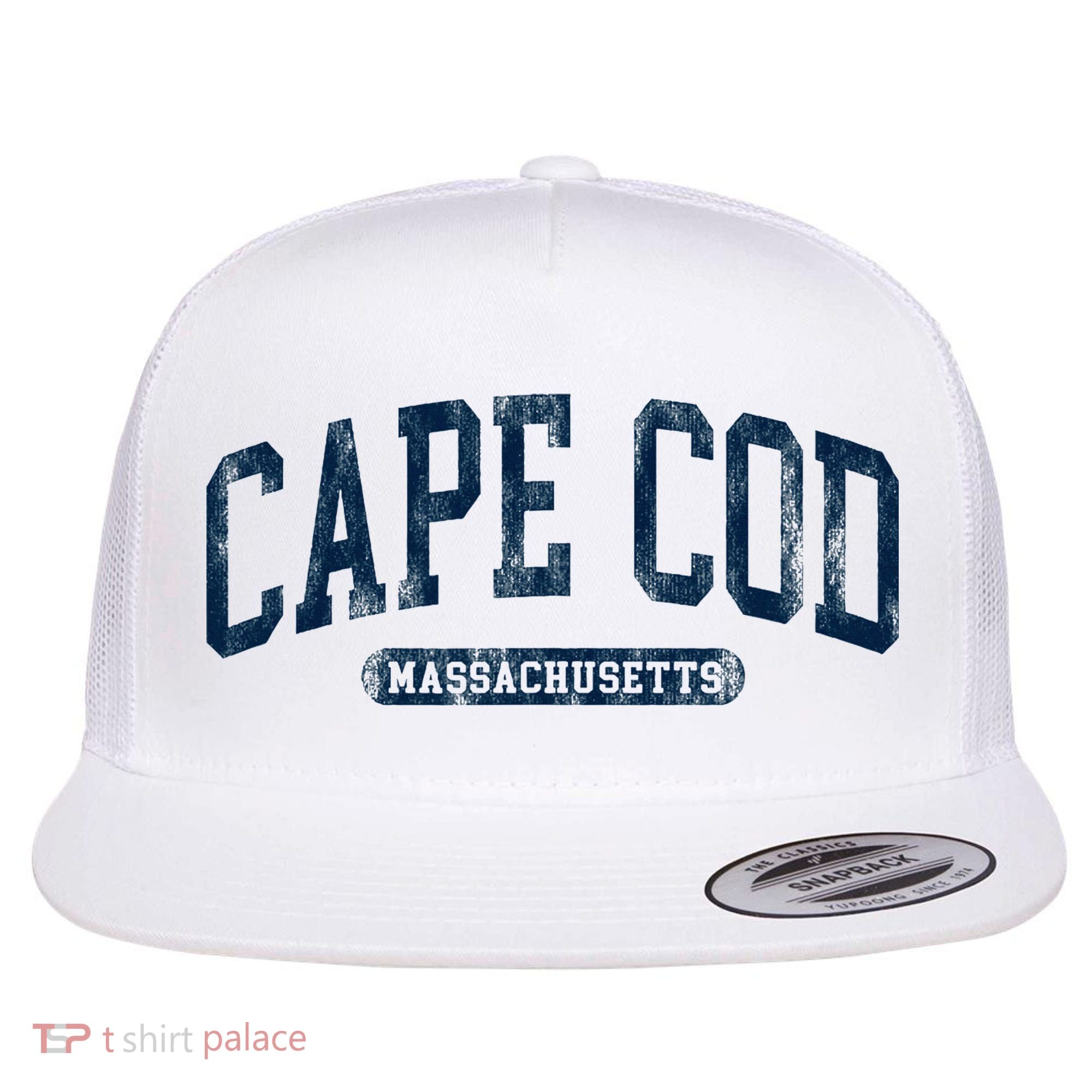 Cape Cod Massachusetts Retro Preppy Flat Bill Trucker Hat