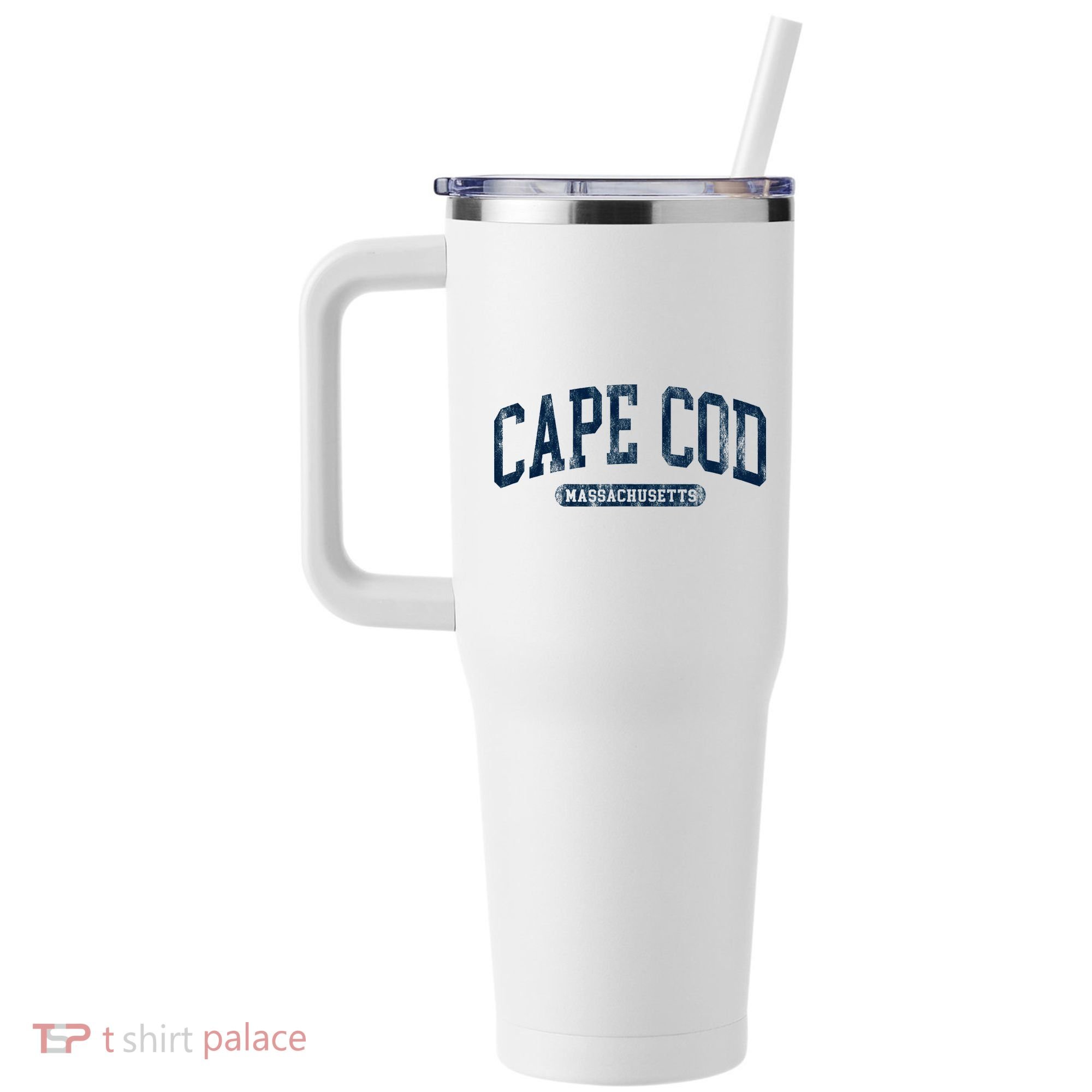 Cape Cod Massachusetts Retro Preppy 40oz Vacuum Insulated Stainless Steel Travel Tumbler