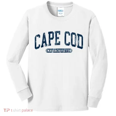 Cape Cod Massachusetts Retro Preppy Kids Long Sleeve Shirt