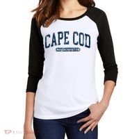 Cape Cod Massachusetts Retro Preppy Women's Tri-Blend 3/4-Sleeve Raglan Shirt thumb 2