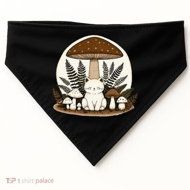 Cottagecore Cat Mushroom USA-Made Doggie Bandana