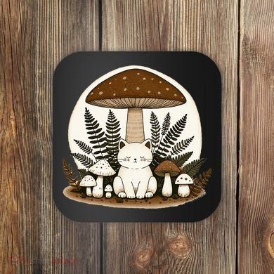 Cottagecore Cat Mushroom Coaster