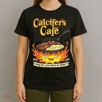 Calcifer's Cafe May All Your Bacon & Eggs Be Crispy Cooking T-Shirt thumb 4