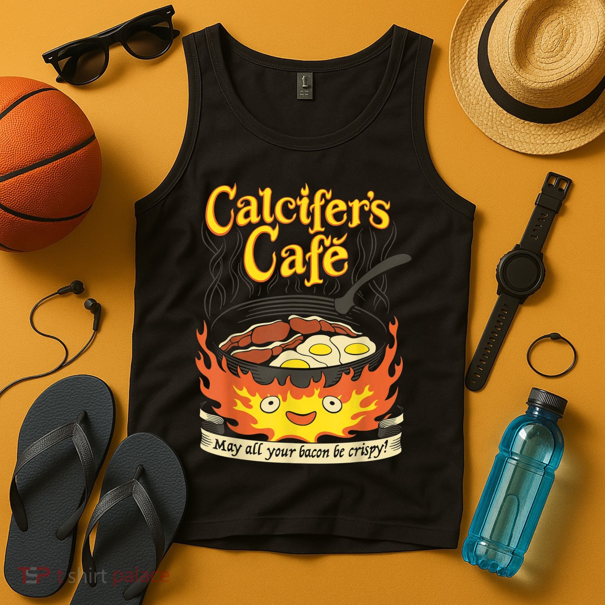 Calcifer's Cafe May All Your Bacon & Eggs Be Crispy Cooking Tank Top