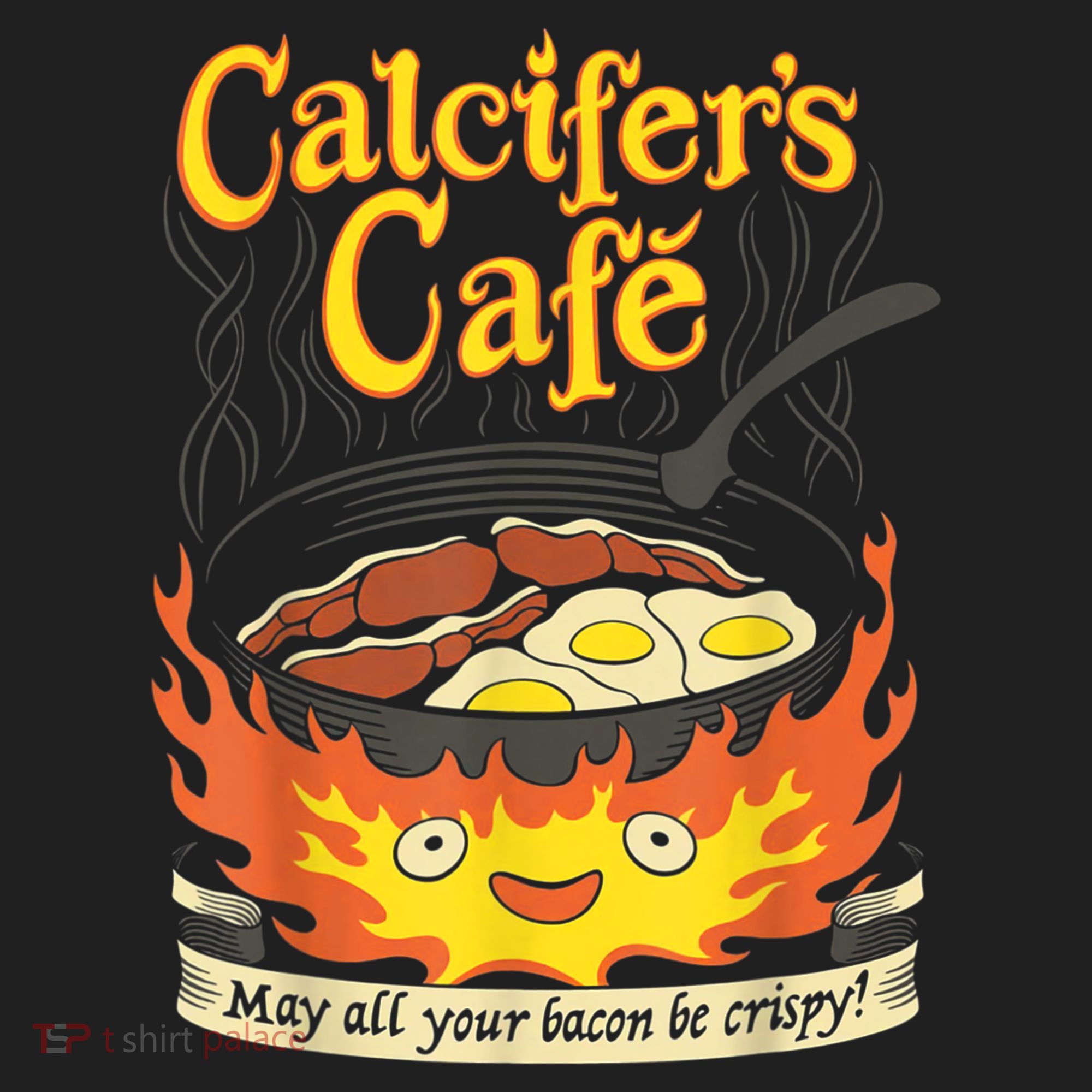 Calcifer's Cafe May All Your Bacon & Eggs Be Crispy Cooking Golf Towel