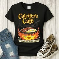 Calcifer's Cafe May All Your Bacon & Eggs Be Crispy Cooking Women's T-Shirt thumb 3