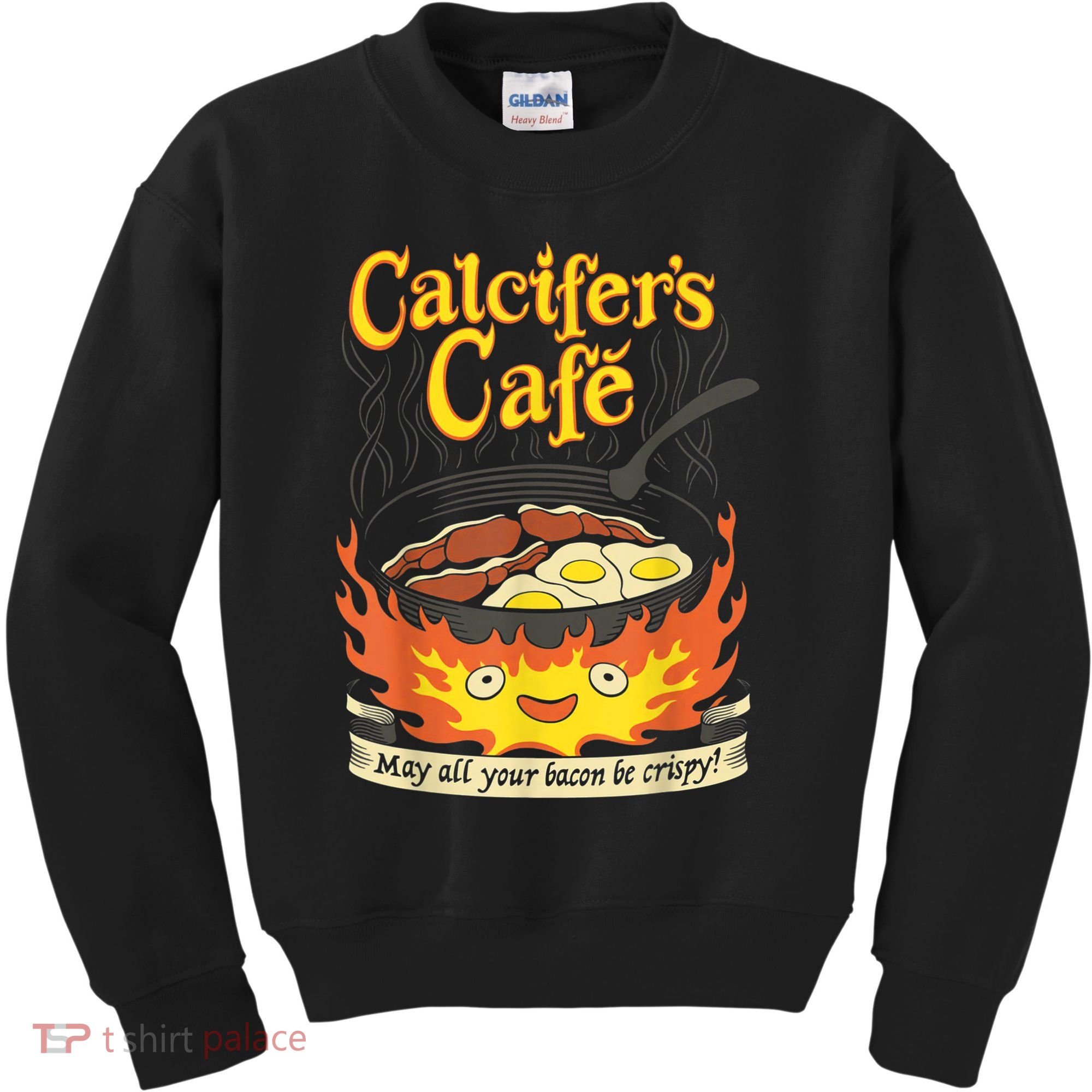Calcifer's Cafe May All Your Bacon & Eggs Be Crispy Cooking Kids Sweatshirt