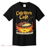 Calcifer's Cafe May All Your Bacon & Eggs Be Crispy Cooking Kids T-Shirt thumb 0