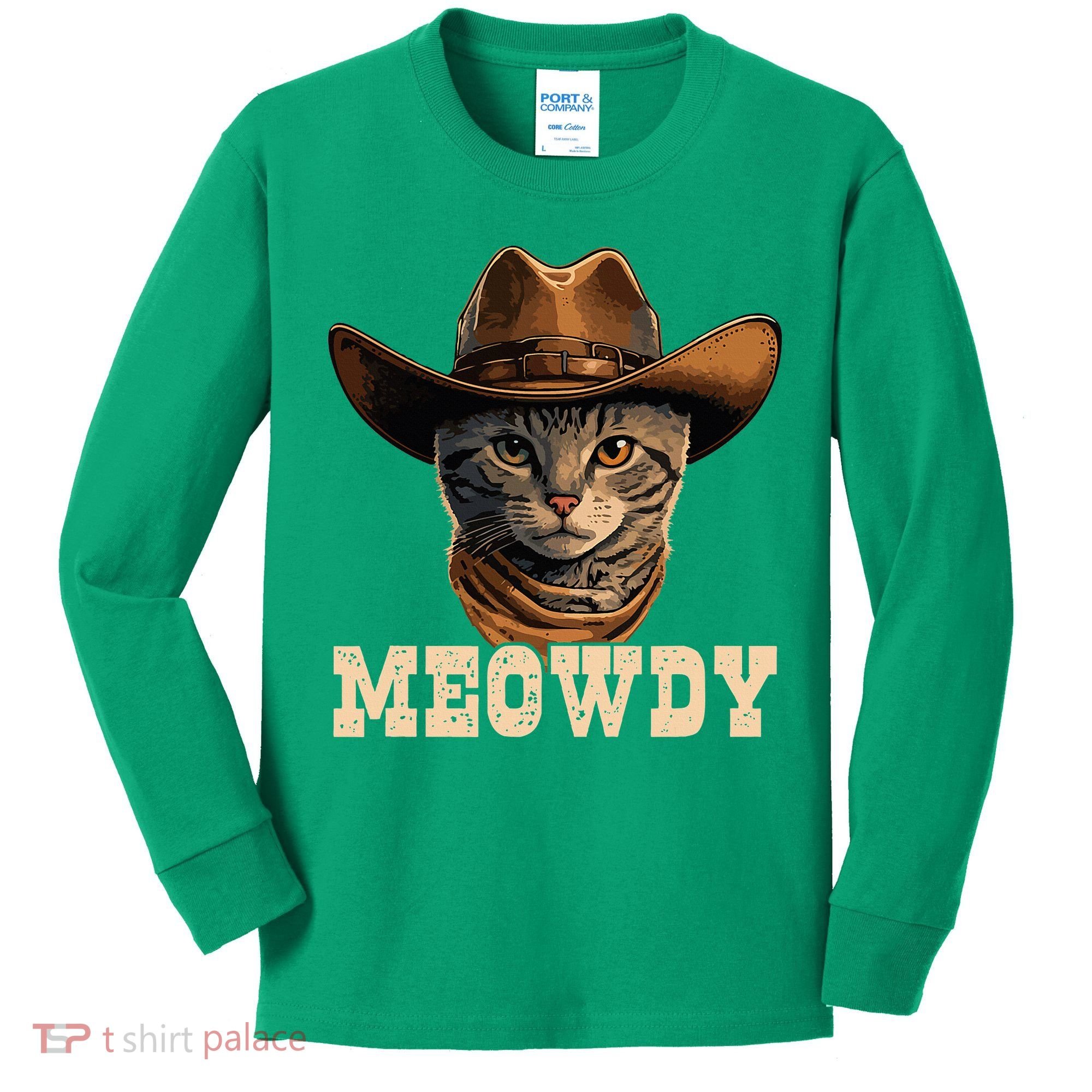 Cowboy Cat Meowdy Kids Long Sleeve Shirt