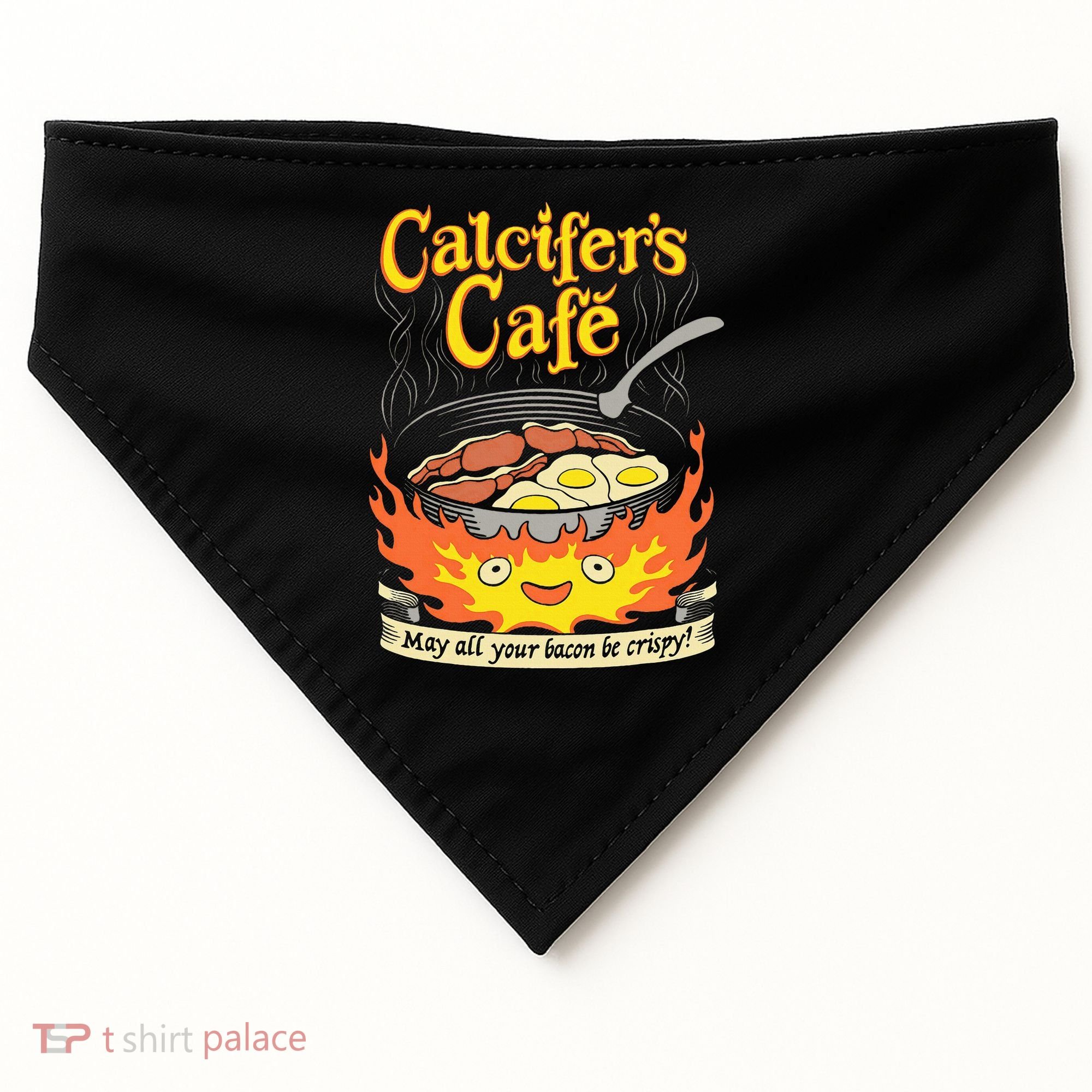 Calcifer's Cafe May All Your Bacon Eggs  USA-Made Doggie Bandana