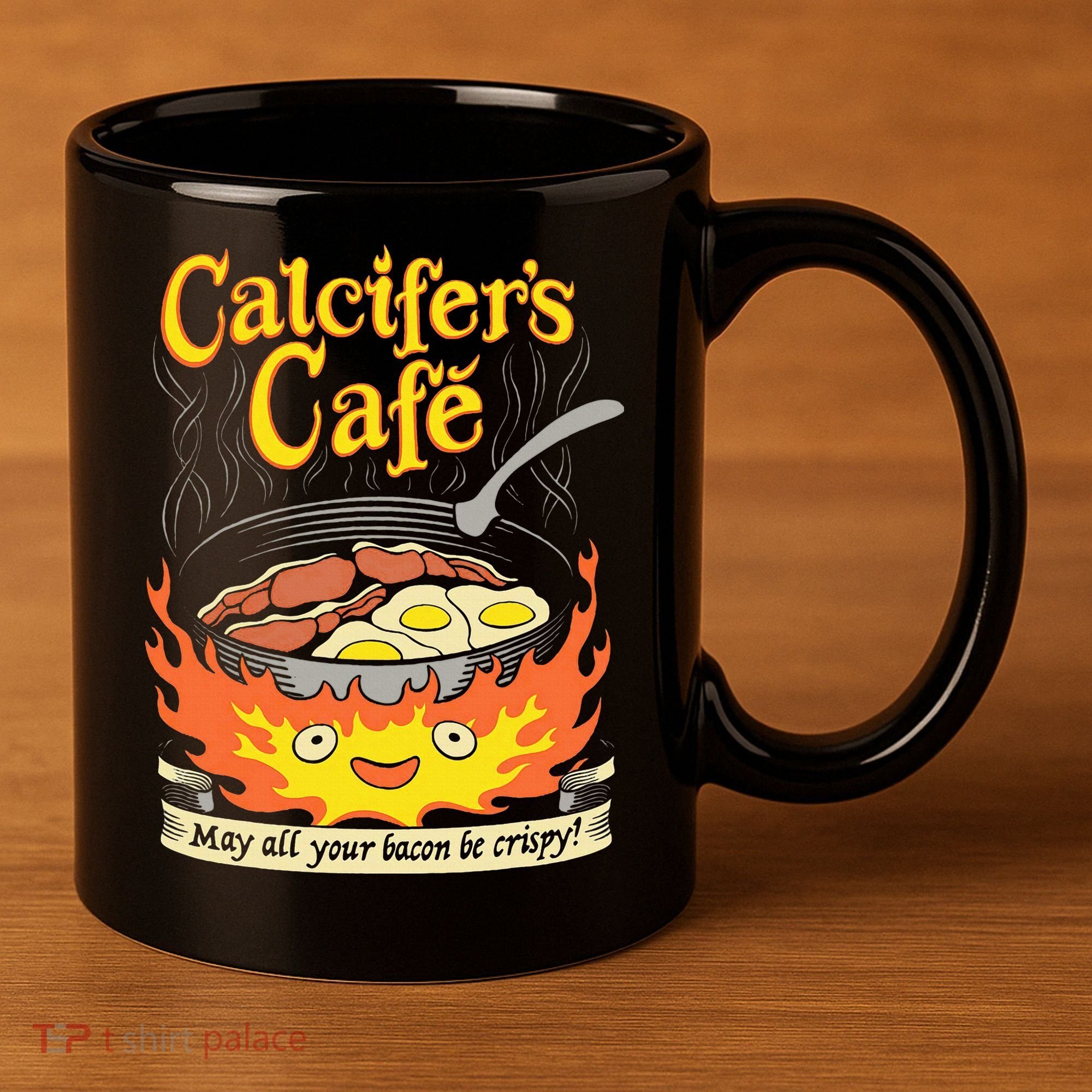 Calcifer's Cafe May All Your Bacon Eggs  11oz C Handle Ceramic Mug