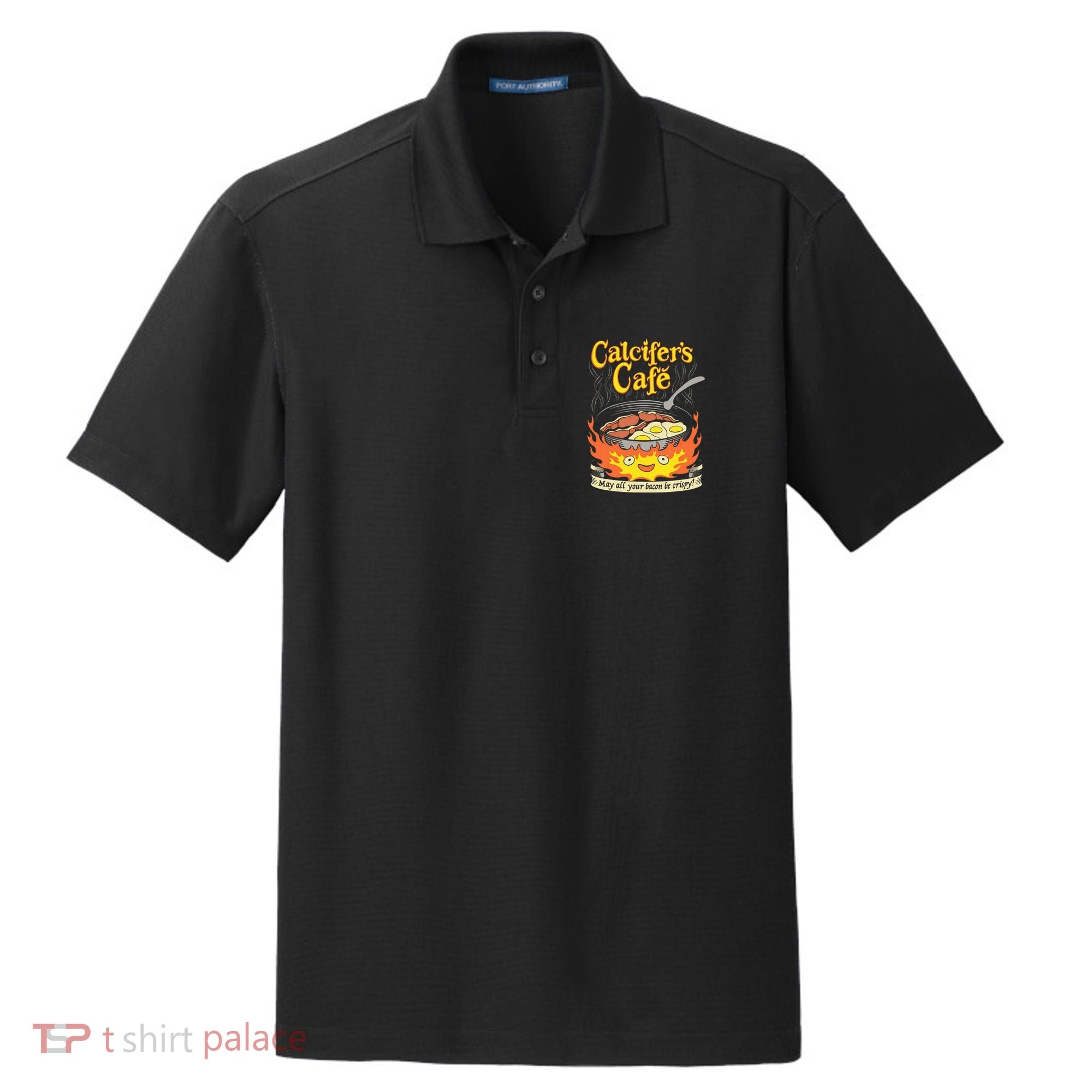 Calcifer's Cafe May All Your Bacon Eggs  Dry Zone Grid Polo