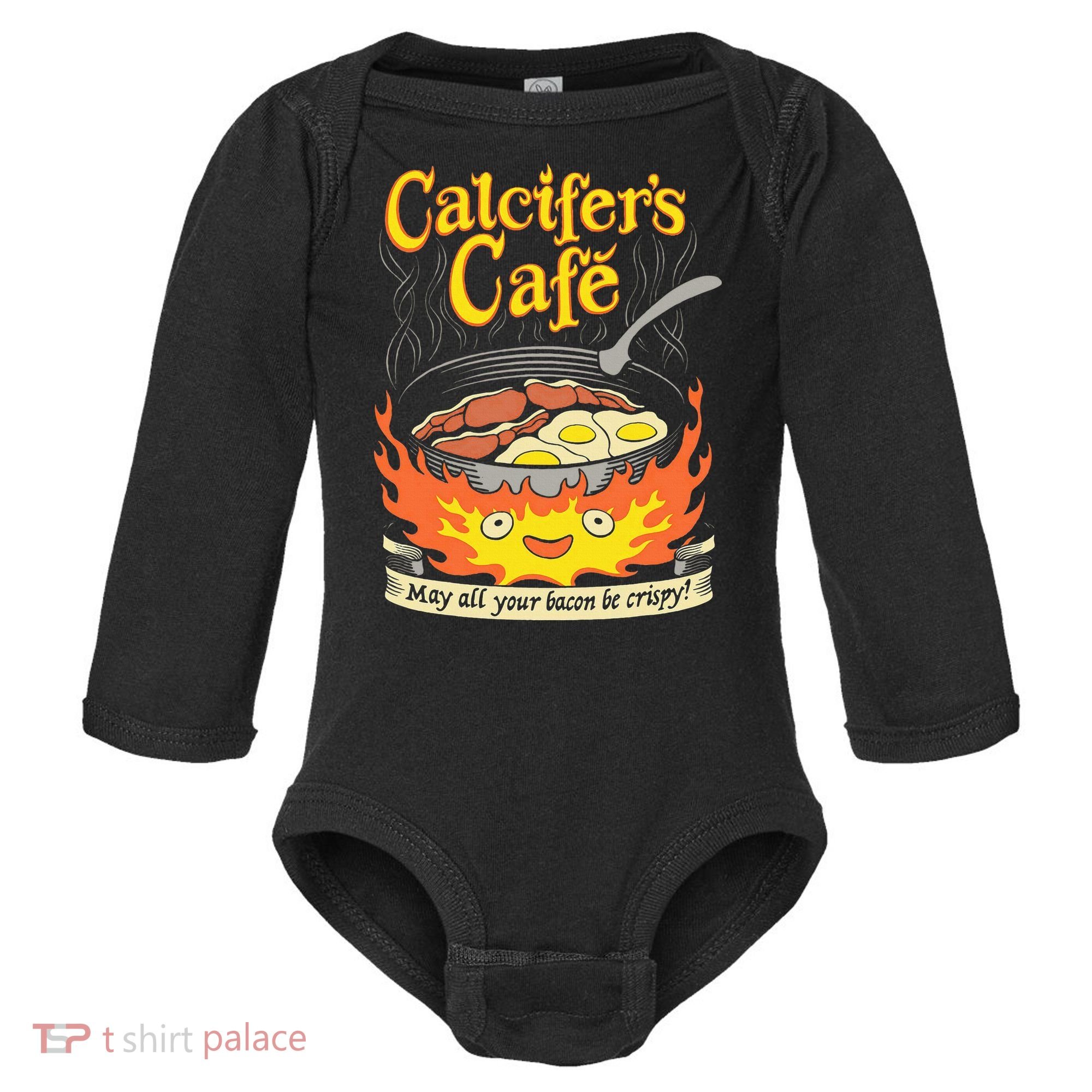 Calcifer's Cafe May All Your Bacon Eggs  Baby Long Sleeve Bodysuit