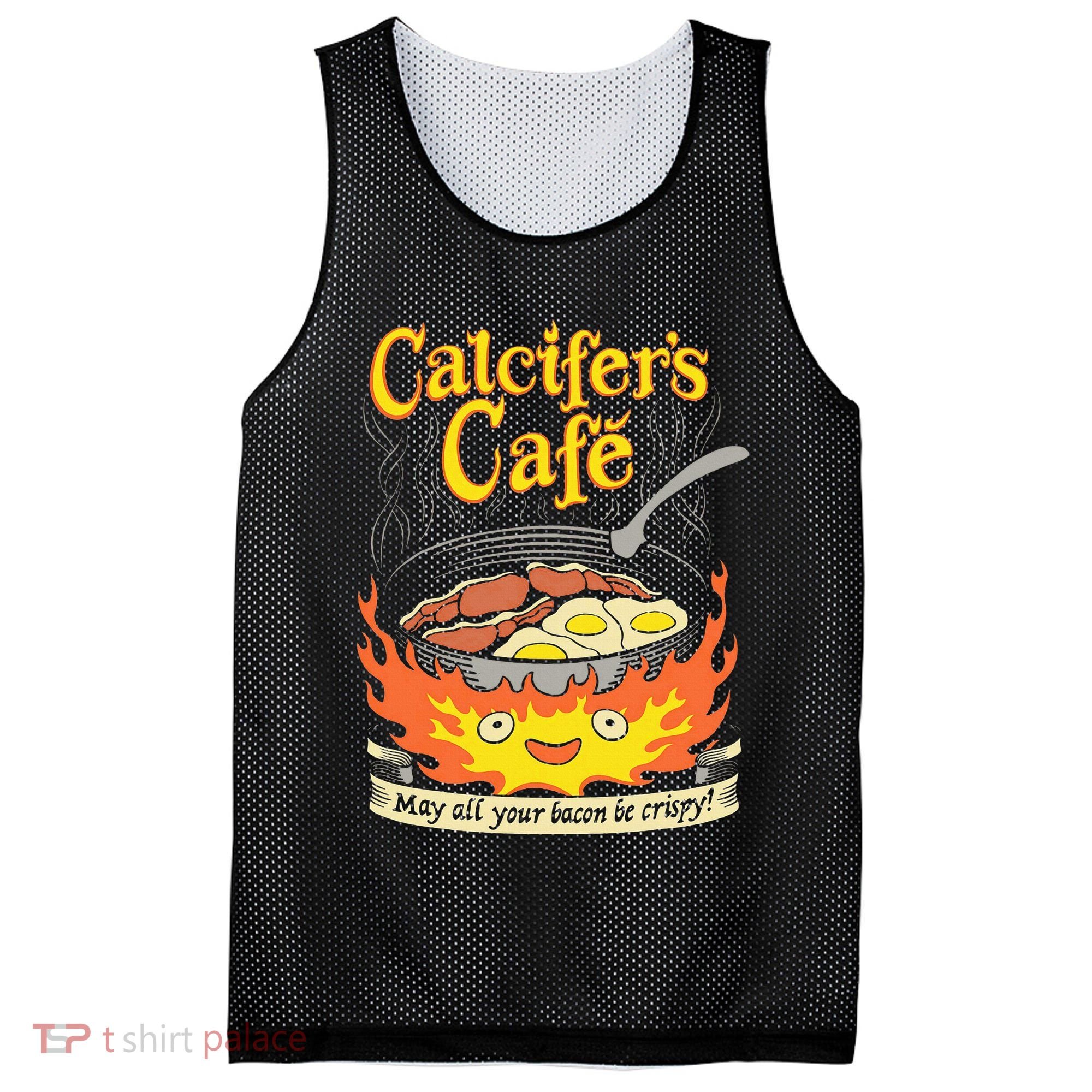 Calcifer's Cafe May All Your Bacon Eggs  Mesh Reversible Basketball Jersey Tank