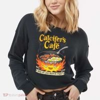 Calcifer's Cafe May All Your Bacon Eggs  Cropped Pullover Crew thumb 2