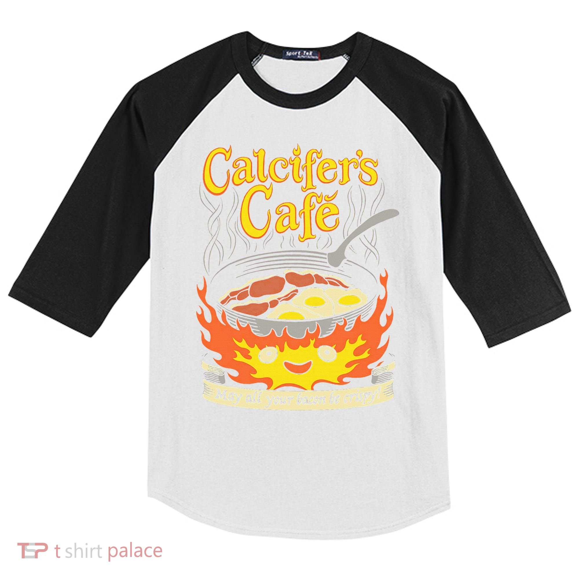 Calcifer's Cafe May All Your Bacon Eggs  Kids Colorblock Raglan Jersey