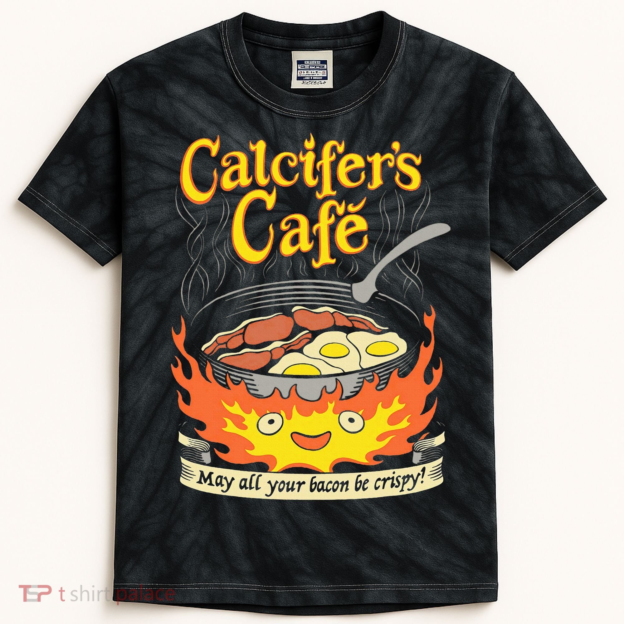 Calcifer's Cafe May All Your Bacon Eggs  Kids Tie-Dye T-Shirt
